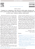 Cover page: Comment on: comparison of the effect by which gastric plication and sleeve gastrectomy procedures alter metabolic and physical parameters in an obese type 2 diabetes mellitus rodent modelretain--&gt;