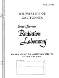 Cover page: AW ANALYSIS OF THE ABSORPTION SPECTRA OF TmlV AND AmIV