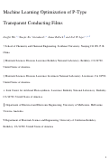 Cover page: Machine Learning Optimization of p‑Type Transparent Conducting Films