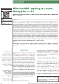 Cover page: Mitochondrial targeting as a novel therapy for stroke