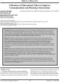 Cover page: Utilization of Educational Videos to Improve Communication and Discharge Instructions