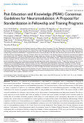 Cover page: Pain Education and Knowledge (PEAK) Consensus Guidelines for Neuromodulation: A Proposal for Standardization in Fellowship and Training Programs.