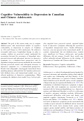 Cover page: Cognitive Vulnerability to Depression in Canadian and Chinese Adolescents