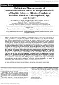 Cover page: Multiplexed measurements of immunomodulator levels in peripheral blood of healthy subjects: Effects of analytical variables based on anticoagulants, age, and gender