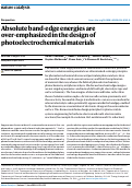 Cover page: Absolute band-edge energies are over-emphasized in the design of photoelectrochemical materials