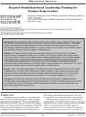 Cover page: Targeted Simulation-based Leadership Training for Trauma Team Leaders