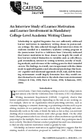 Cover page: An Interview Study of Learner Motivation and Learner Involvement in Mandatory College-Level Academic Writing Classes