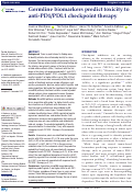 Cover page: Germline biomarkers predict toxicity to anti-PD1/PDL1 checkpoint therapy