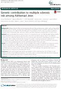 Cover page: Genetic contribution to multiple sclerosis risk among Ashkenazi Jews.