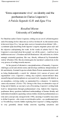 Cover page: ‘Estou asperamente viva’: on identity and the posthuman  in Clarice Lispector’s A Paixão Segundo G.H. and Água Viva
