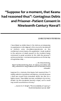 Cover page: “Suppose for a moment, that Keanu had reasoned thus”: Contagious Debts and Prisoner–Patient Consent in Nineteenth-Century Hawai‘i