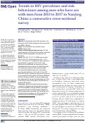 Cover page: Trends in HIV prevalence and risk behaviours among men who have sex with men from 2013 to 2017 in Nanjing, China: a consecutive cross-sectional survey