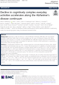 Cover page: Decline in cognitively complex everyday activities accelerates along the Alzheimer’s disease continuum