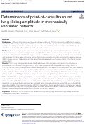 Cover page: Determinants of point-of-care ultrasound lung sliding amplitude in mechanically ventilated patients.