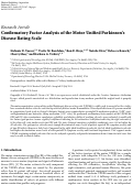 Cover page: Confirmatory Factor Analysis of the Motor Unified Parkinson’s Disease Rating Scale