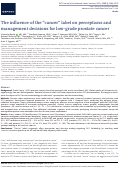 Cover page: The influence of the cancer label on perceptions and management decisions for low-grade prostate cancer.