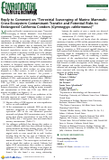 Cover page: Reply to Comment on “Terrestrial Scavenging of Marine Mammals: Cross-Ecosystem Contaminant Transfer and Potential Risks to Endangered California Condors (Gymnogyps californianus)”