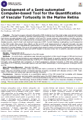 Cover page: Development of a Semi-automated Computer-based Tool for the Quantification of Vascular Tortuosity in the Murine Retina.