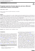 Cover page: Postpartum symptoms of anxiety, depression and stress: differential relationships to womens cortisol profiles.