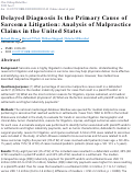 Cover page: Delayed Diagnosis Is the Primary Cause of Sarcoma Litigation: Analysis of Malpractice Claims in the United States.