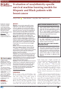 Cover page: Evaluation of race/ethnicity-specific survival machine learning models for Hispanic and Black patients with breast cancer.