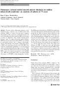 Cover page: Pulmonary arterial medial smooth muscle thickness in sudden infant death syndrome: an analysis of subsets of 73 cases