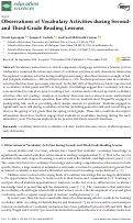 Cover page: Observations of Vocabulary Activities during Second- and Third-Grade Reading Lessons