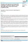 Cover page: Perceptions and experiences of using mobile technology for medication adherence among older adults with coronary heart disease: A qualitative study.