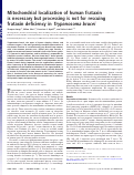 Cover page: Mitochondrial localization of human frataxin is necessary but processing is not for rescuing frataxin deficiency in Trypanosoma brucei