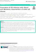 Cover page: Association of HIV infection with clinical and laboratory characteristics of sickle cell disease.