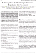 Cover page: Reducing Interanalyst Variability in Photovoltaic Degradation Rate Assessments