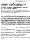 Cover page: Mutation and polymorphism spectrum in osteogenesis imperfecta type II: implications for genotype–phenotype relationships