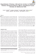 Cover page: Hypothalamic–Pituitary–Adrenal Axis Activity in Childhood Predicts Emotional Memory Effects and Related Neural Circuitry in Adolescent Girls