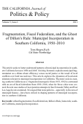 Cover page: Fragmentation, Fiscal Federalism, and the Ghost of Dillon's Rule: Municipal Incorporation in Southern California, 1950-2010