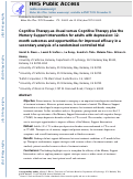 Cover page: Cognitive Therapy-as-Usual versus Cognitive Therapy plus the Memory Support Intervention for adults with depression: 12-month outcomes and opportunities for improved efficacy in a secondary analysis of a randomized controlled trial.