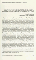 Cover page: Introduction - Comparative and Neurophychological Research in Human Factors Psychology