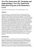 Cover page of Two-Way Immersion 101: Designing and Implementing a Two-Way Immersion Education Program at the Elementary Level