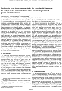 Cover page: Precipitation over South America during the Last Glacial Maximum: An analysis of the "amount effect"� with a water isotope-enabled general circulation model