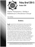 Cover page: Defense Transparency: Seeking a Definition for a Paradoxical Concept