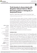 Cover page: Trait Anxiety Is Associated with Negative Interpretations When Resolving Valence Ambiguity of Surprised Faces.