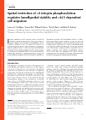 Cover page: Spatial restriction of α4 integrin phosphorylation regulates lamellipodial stability and α4β1-dependent cell migration