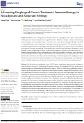 Cover page: Advancing Esophageal Cancer Treatment: Immunotherapy in Neoadjuvant and Adjuvant Settings.