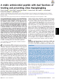 Cover page: A stable antimicrobial peptide with dual functions of treating and preventing citrus Huanglongbing