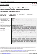 Cover page: Common and atypical presentations of Anaplasma phagocytophilum infection in equids with emphasis on neurologic and muscle disease.