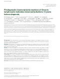 Cover page: Prediagnostic transcriptomic markers of Chronic lymphocytic leukemia reveal perturbations 10 years before diagnosis