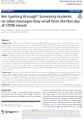 Cover page: Am I getting through? Surveying students on what messages they recall from the first day of STEM classes