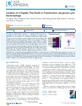 Cover page: Isolation of a Peptide That Binds to Pseudomonas aeruginosa Lytic Bacteriophage