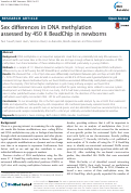 Cover page: Sex differences in DNA methylation assessed by 450 K BeadChip in newborns