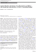 Cover page: Anxiety Disorders and Sensory Over-Responsivity in Children with Autism Spectrum Disorders: Is There a Causal Relationship?