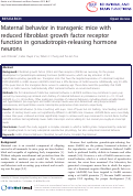 Cover page: Maternal behavior in transgenic mice with reduced fibroblast growth factor receptor function in gonadotropin-releasing hormone neurons